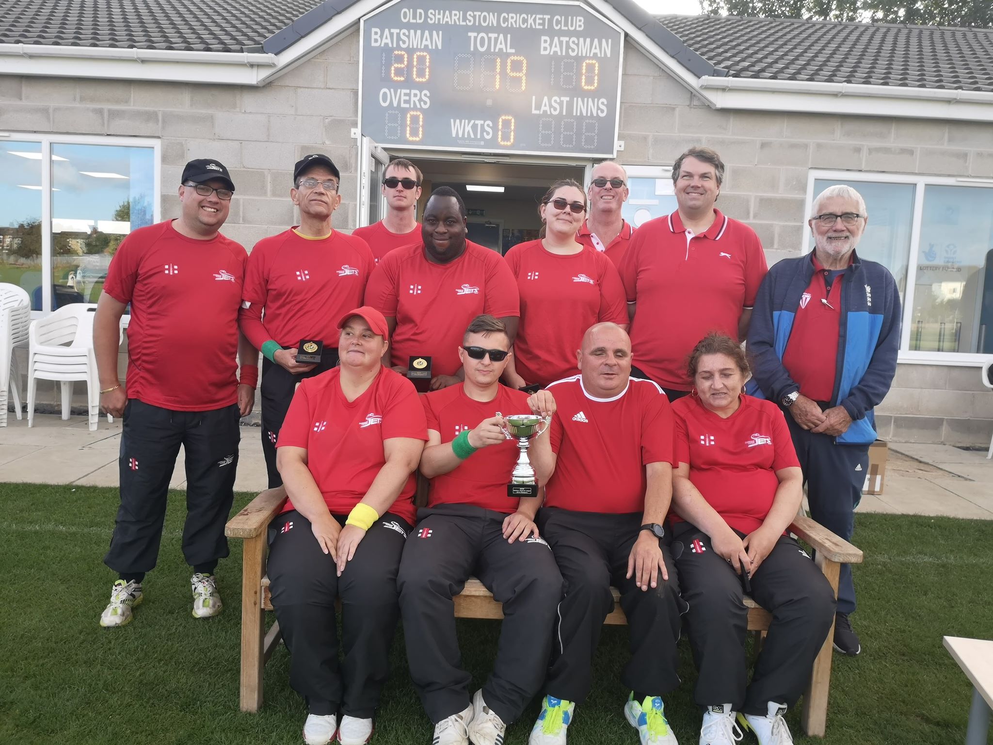 The Durham Visually Impaired Cricket Team together for a photo after winning the Northern Regional League title at the end of the season in 2019.