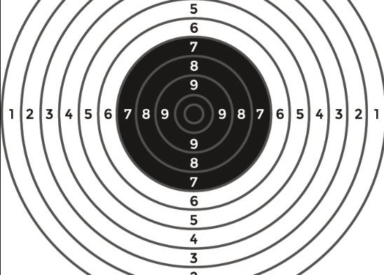 A set of shooting rings with scores to aim at.